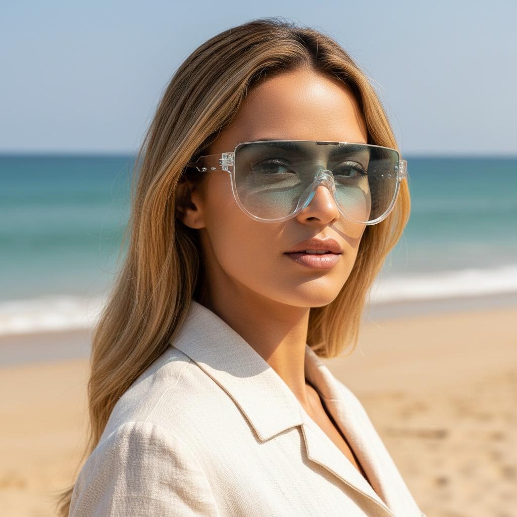 Vintage Semi-round Sunglasses Women Fashion Monoblock Outdoor Goggle Shades Ins Trending 2026 New Design UV400 Eyewear 86395