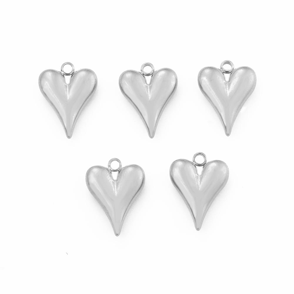 Wholesale 5pcs/lot No Fade Heart Charms Stainless Steel Cute Heart Pendants DIY Jewelry Making Accessories