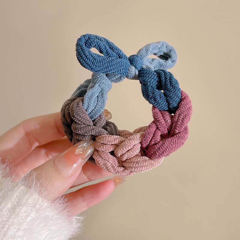 Новый дизайн резинки для волос с бантом, красочные плетеные вручную резинки для волос для женщин, высокоэластичные резинки для скрачи, утолщенная повязка на голову, аксессуары для волос