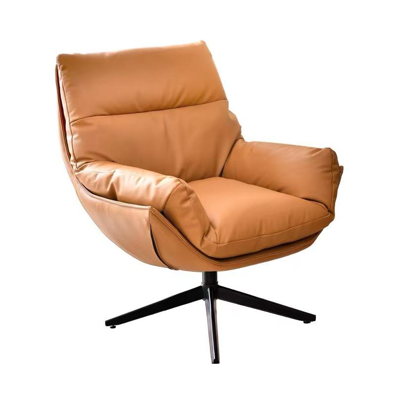 Lawrence Minimalist Rotating Leather Lounge Chair
