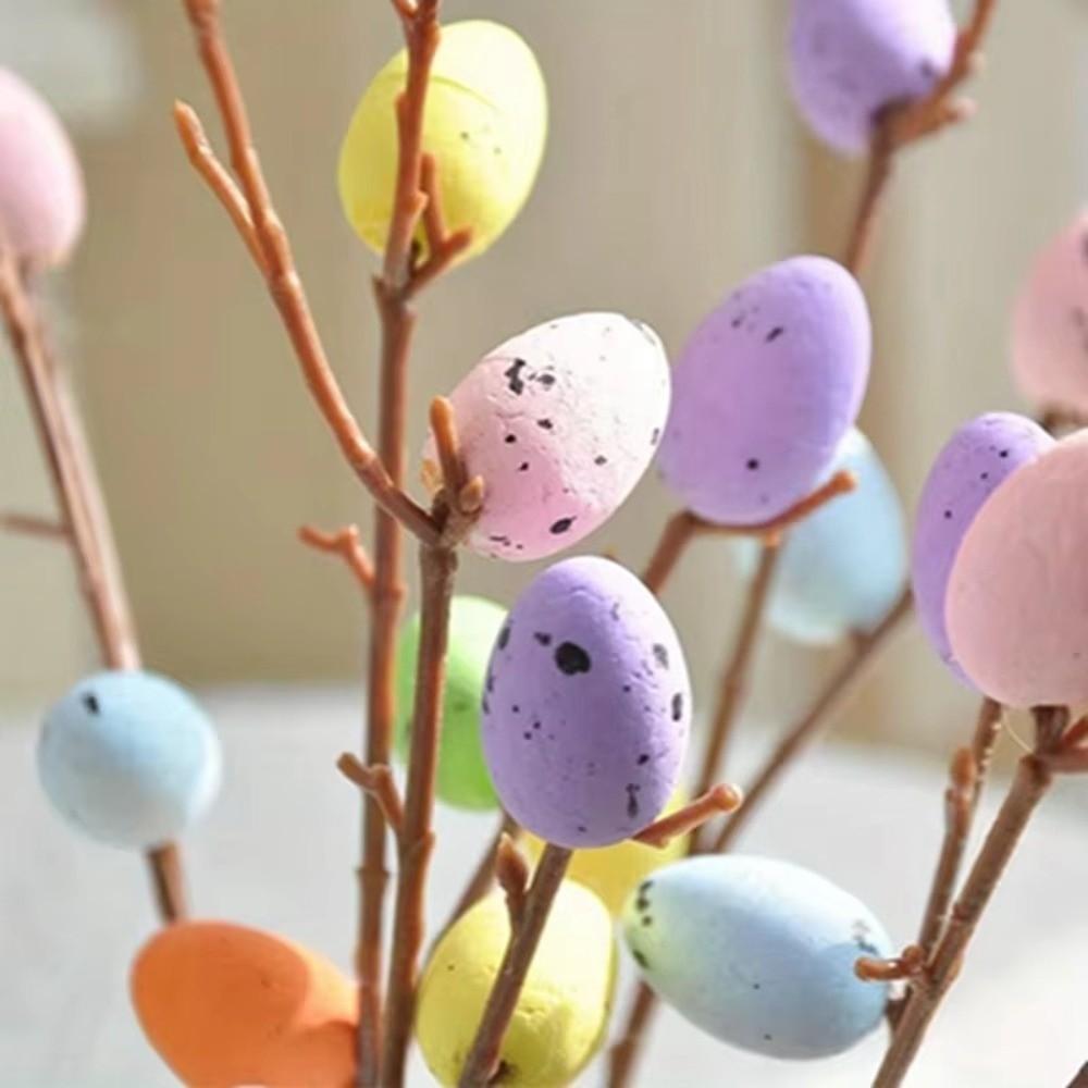 35CM Length Easter Egg Branch Fake Bouquets Egg Design Fake Plant Bouquet Artificial Branch Shape Vase Ornament Home Decor