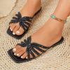 Summer Sandals for Women Flat Sandal Sparkle Rhinestone Slide Trendy Women's Beach Sparkly Dressy Slip On Bling Casual Shoes