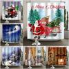 ZYQ01Fun Christmas Shower Curtain, Santa Fireplace Pine Christmas Ball Dwarf Red Truck Elk Gift, Bathroom Decoration Shower 6Bn%