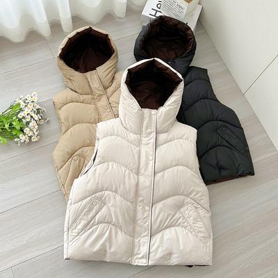 Новый осенне-зимний хлопковый жилет, свободный и модный, теплый жилет, хлопковая куртка с капюшоном на клипсах в виде лошадки, короткая куртка для девочек