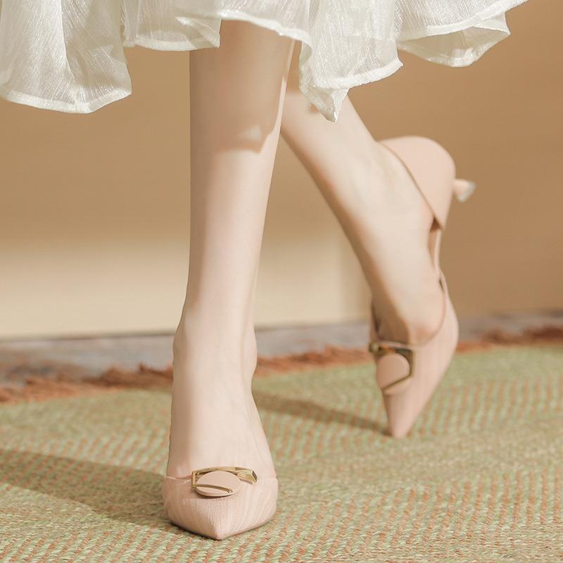 Летние женские туфли из полой кожи с плетением Temperament, освежающие туфли на высоком каблуке с острым носком Stiletto Temperament Single Shoes