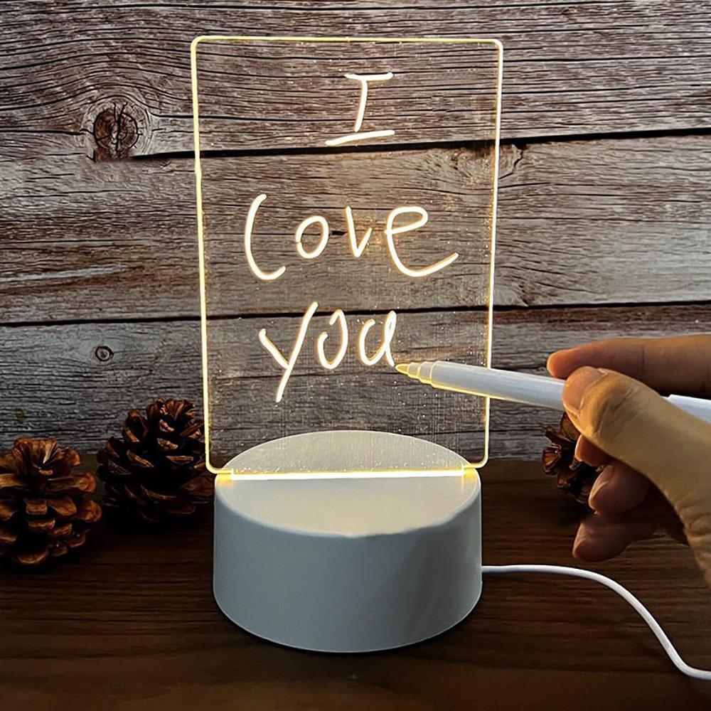 Note Board LED Night USB Message Board Warm Light With Pen For Gift Decor