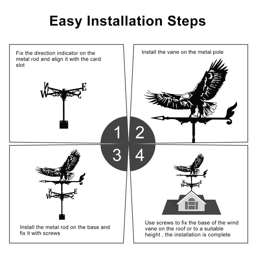 Металлический флюгер нержавеющий дворовый петух животные морской вездеход указатель направления ветра для наружного патио сады на крыше украшения