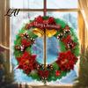 Classic Christmas Elements 3D Wreath Pendant with Hanging Rope Cartoon Garland Ornaments Holiday Decorations Lightweight Paper for Party Home