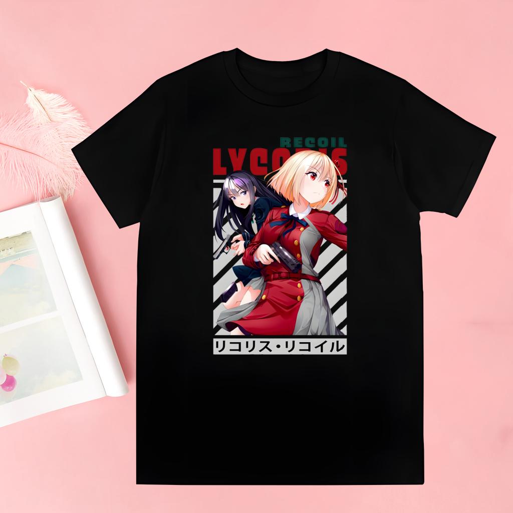Lycoris Recoil Мадзима Тисато Нисикиги Такина Мужская Женская Футболка Топы Круглый Вырез Приталенная Мягкая Аниме Манга Футболка Футболка Футболка