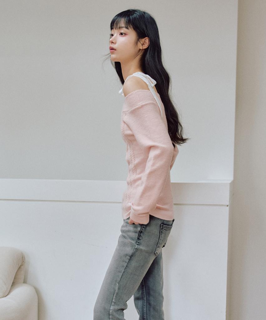 ZEROPLANET Rudy Off-Shoulder Knit [Pink]