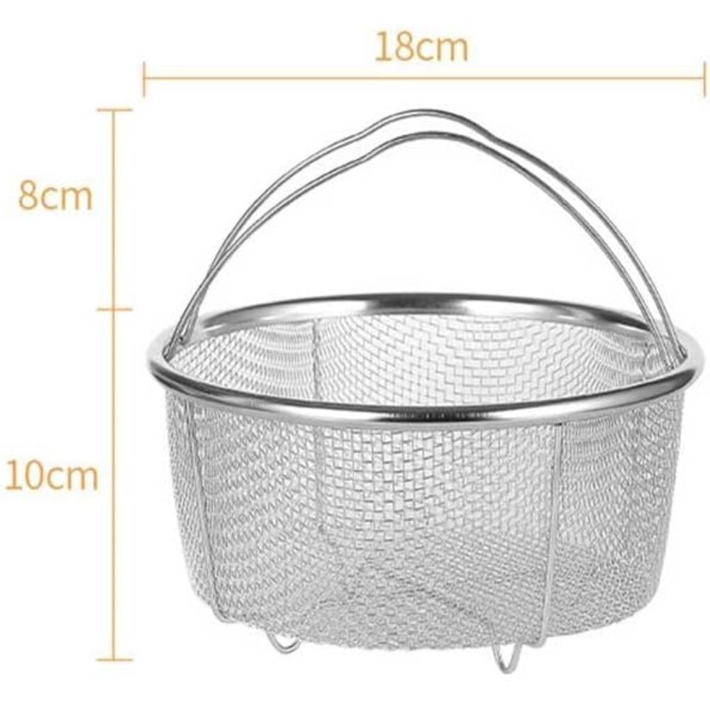 1 Piece Stainless Steel Steamer Basket Vegetable Steaming Basket Metal Mesh Strainer with Handles for Washing or Cooking Vegetables, Eggs, Pasta