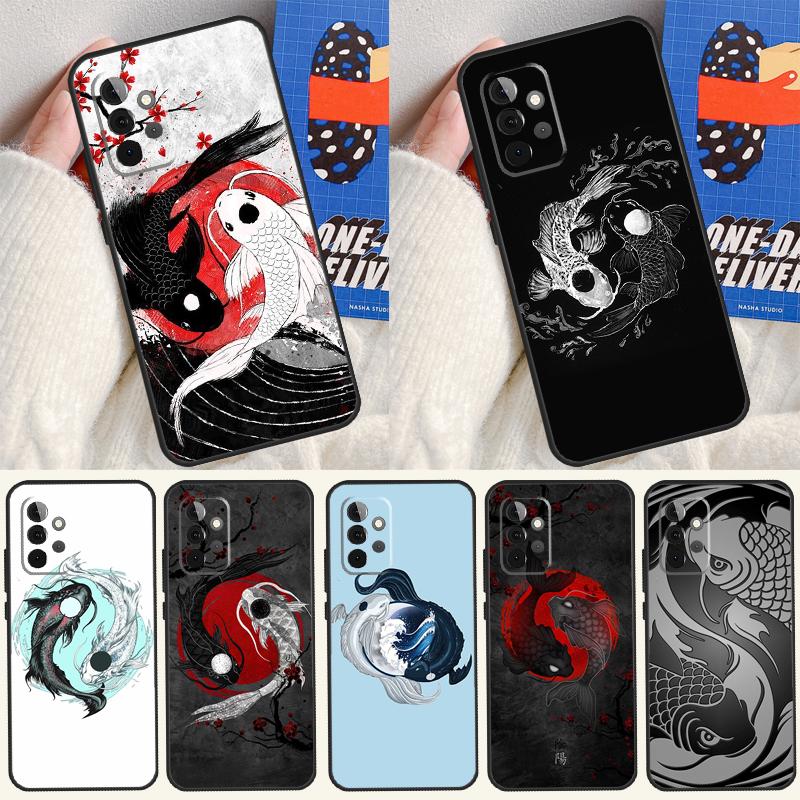Чехол для телефона Samsung Galaxy A55 A35 A15 A54 A34 A14 A53 A33 A13 A05 A06 A16 A22 A32 A52 с изображением рыбы кои в стиле Инь-Ян