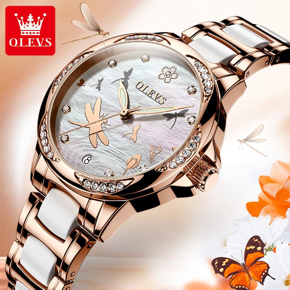 OLEVS 6610 With Gift Box Luxury Fashion Automatic Mechanical Watch Waterproof Noble Luminous Diamond Set Elegant Women's Watch
