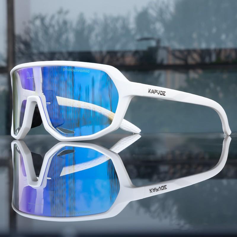 KAPVOE Smart Photochromic Cycling Glasses Road Mountain Bike Day Night Use Windproof Sport Sunglasses
