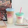 Kawaii стакан для воды с крышкой и соломинкой для кофе, сока, молока, чая, симпатичная пластиковая бутылка для воды, портативная многоразовая бутылка для питья, не содержит BPA