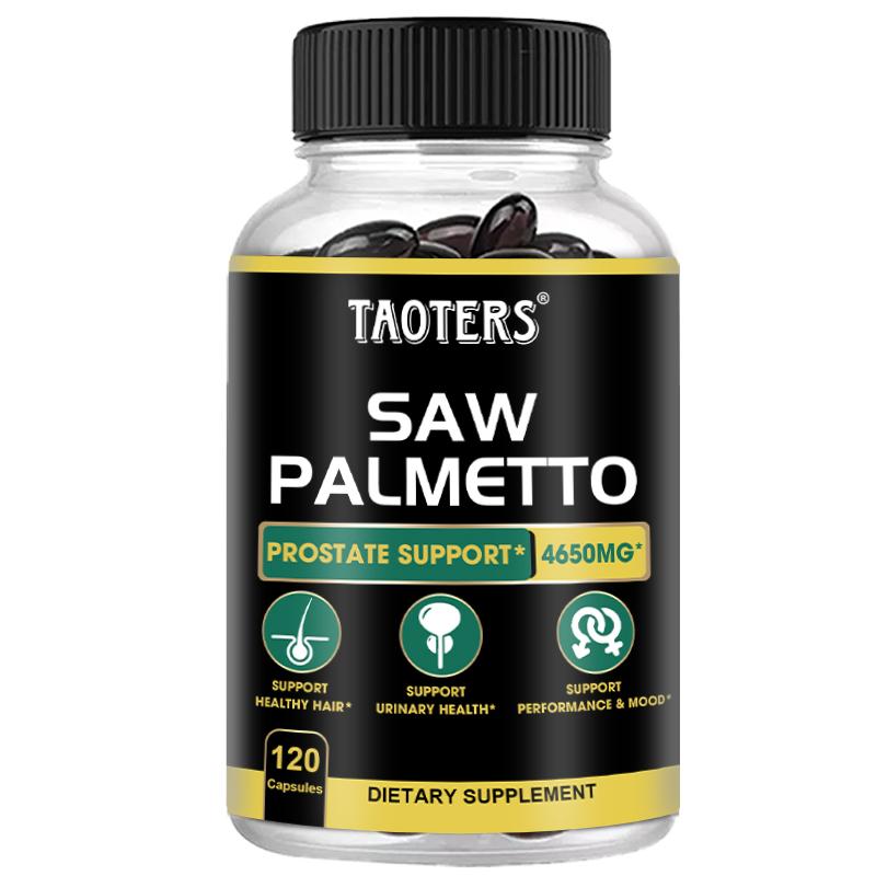 Taoters Saw Palmetto Supplement, 4650mg, with Ashwagandha, Shilajit & Turmeric, 120 Caps