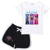 Детский Девочки Аниме Мультяшный ПОП Певица Руми Зои Мира Принт Повседневная Футболка с Короткими Рукавами Шорты Комплект Одежды