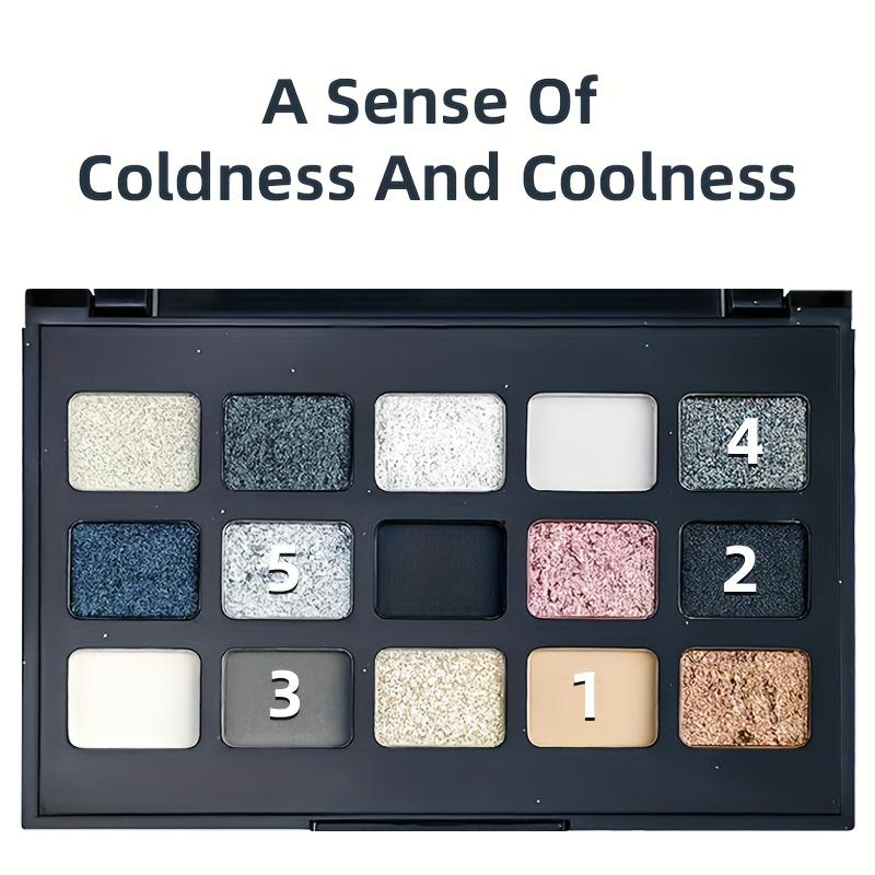 Палетка теней для век 15 цветов Матовый и шиммерный финиш, Смоки панк макияж с блестящими акцентами, Смешанные оттенки для повседневного и особого случая