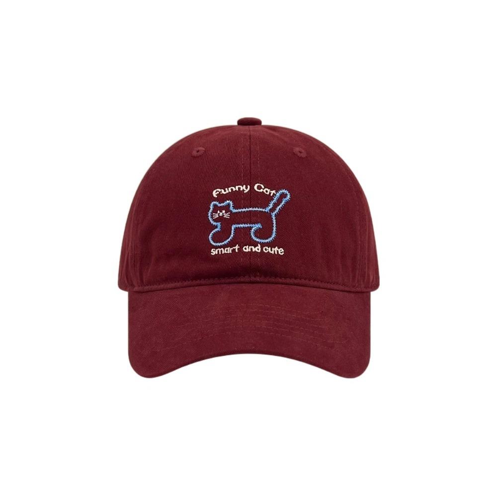 Adjustable Sunscreen Baseball Cap Breathable Cotton Peaked Hat Cat Embroidered Cap Unisex