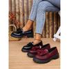 2025 Women's Loafers Round Toe Platform Sole Butterfly-knot One Kick Women Shoes Fashion All-match British Style Leather Shoes