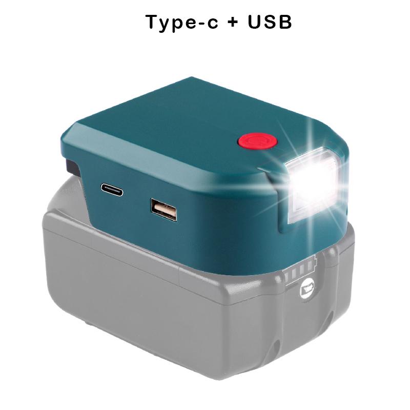Для Makita 14,4 В/18 В львиная батарея, двойной USB-конвертер, порт со светодиодным прожектором, уличный фонарик для батарей Makita