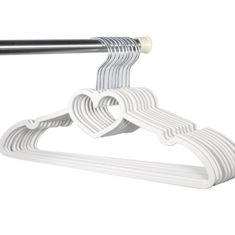 10PCS Clothes Hanger Durable Hanger ABS Plastic Heart Pattern Coat Hanger for Adult Children Clothing Hanging Supplies