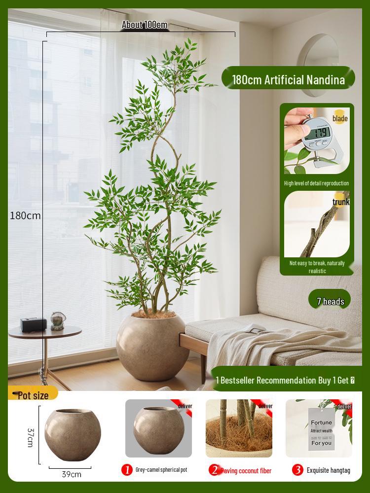 Nandina Bionics Artificial Tree: Elegant Indoor Decor, Large Potted Floor Plant