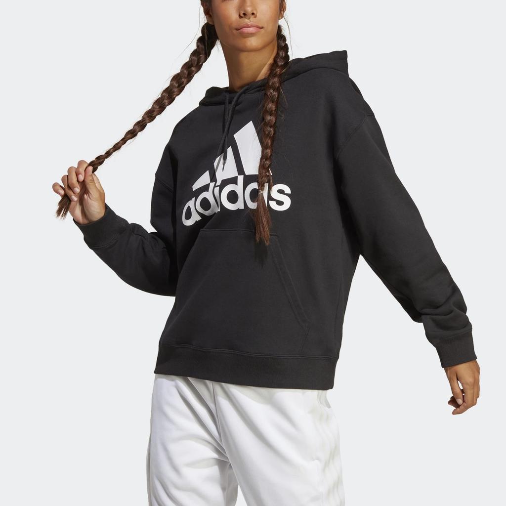 Adidas Женские топы с капюшоном и завязками на логотипе, черные HR4934
