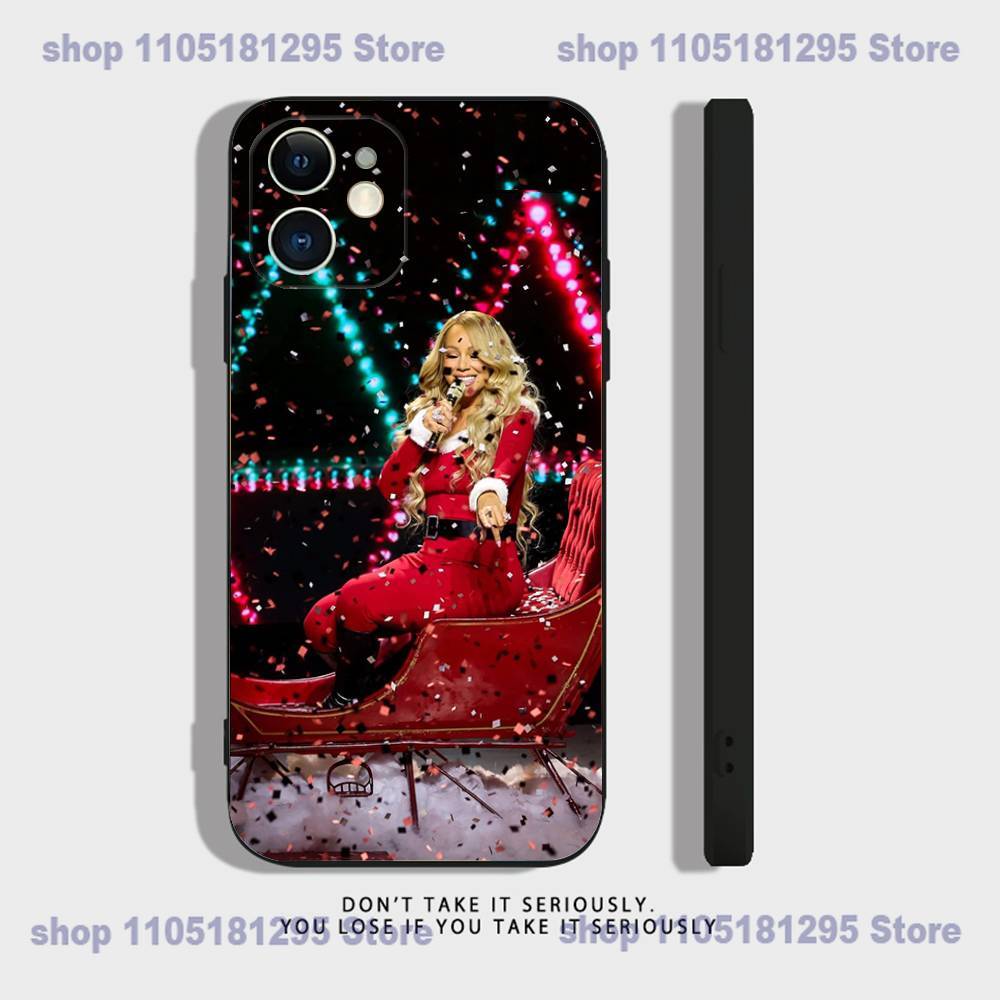 M-Mariah Singer Carey Christmas Phone Case For iPhone 17,16,15,14,13,12,11,X,XR,XS,Plus,Mini,Pro,Max Soft black Shockproof Cover