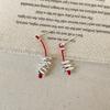 Серьги-гвоздики Design Sense из асимметричного красного веревочного ломаного серебра, женские, нишевые, индивидуальные, уникальные, изысканные, простые, универсальные
