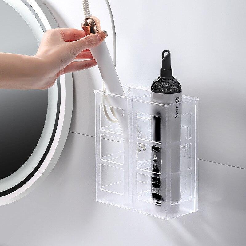 Ящик для хранения щипцов для завивки, настенный бытовой настенный без перфорации, полка для выпрямителя, парикмахерские инструменты, коробка для отделки