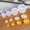 4Pcs Durable Daisy Flower Pastry Cake Cutter Plunger Mould Fondant Mold Cookie Mold