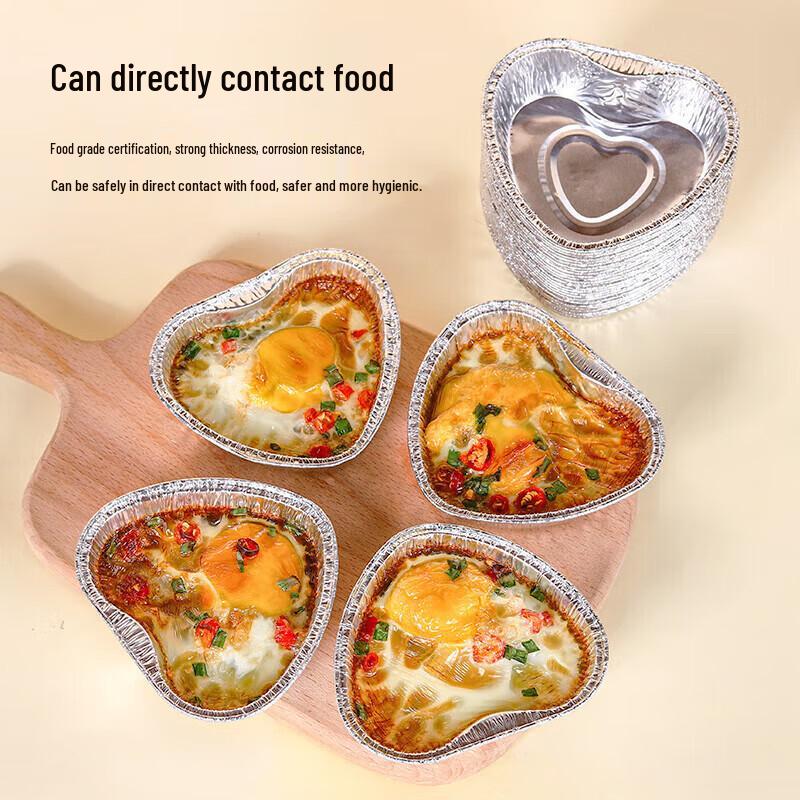 Faxilon Heart-Shaped Aluminum Foil Baking & Serving Bowls, 50-Pack