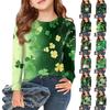 Футболки с длинным рукавом для девочек, детские осенние топы, базовые футболки с принтом и круглым вырезом, День святого Патрика