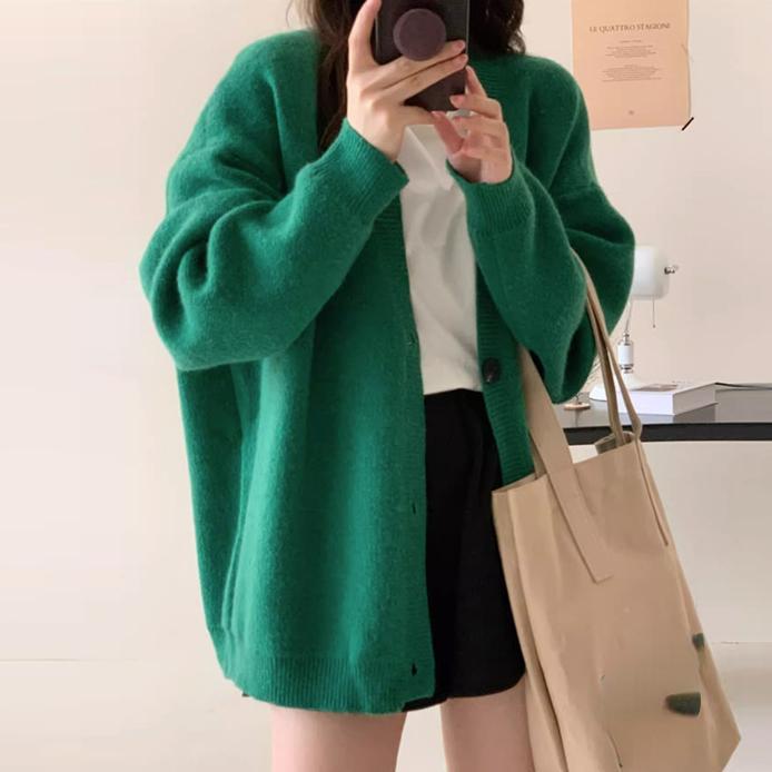 Autumn Women Sweater Knitting Basic Fashion Tops Tees Pockets Cardigan Long Sleeve Korea Shirt Loose Casual Show Thin Coat