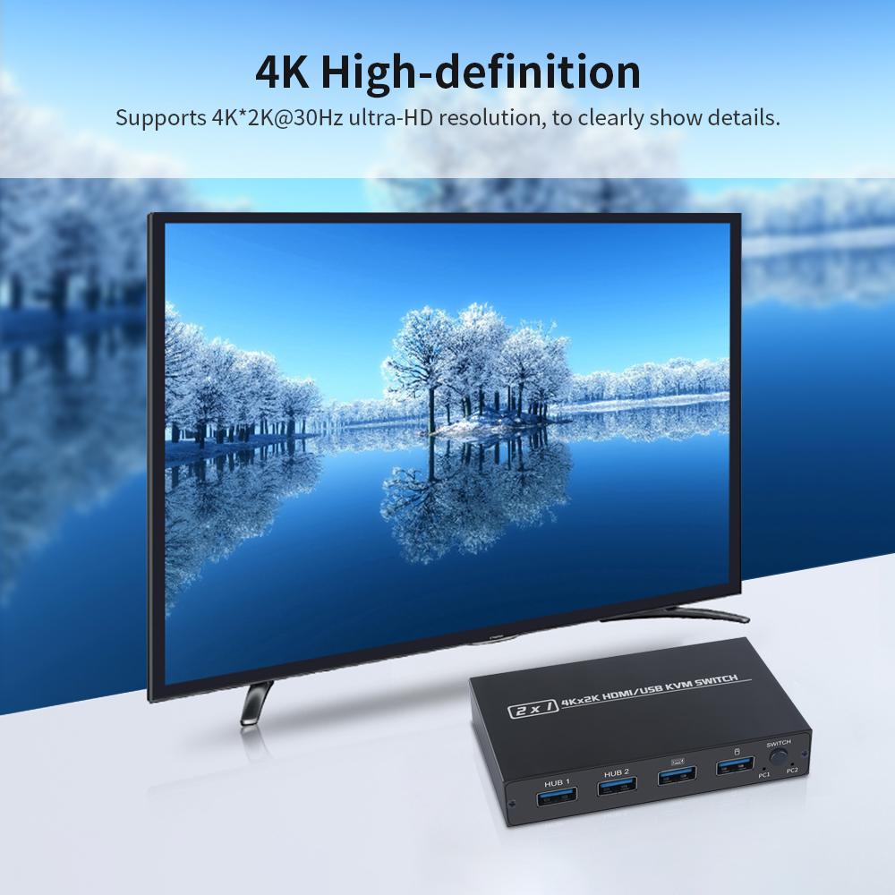 Переключатель KVM HDMI USB 2в1 AIMOS AMKVM 201CL Поддержка HD 2K * 4K 2 хоста