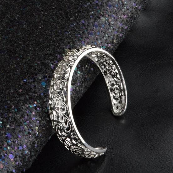 Браслет-манжета с открытием, изысканное мастерство, полый, серебристого цвета, с резным узором, ретро-браслет для вечеринки