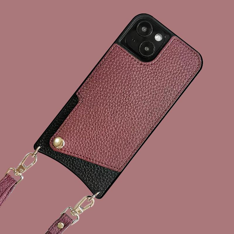 Чехол-чехол Crossbody Lanyard Leather Case для Apple 16 Pro Max — дизайн «рыбий хвост», защита от падений