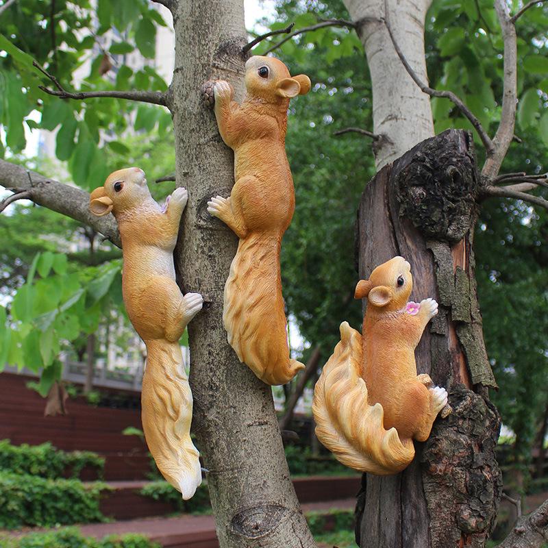Креативное украшение в виде белки на дереве - Милое украшение животного для садовых поделок