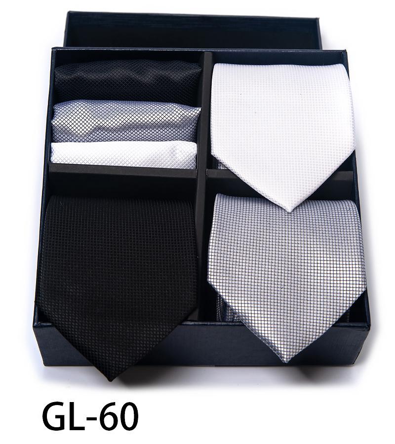 Men'S Gift Box Set Tie Fashion Business Net Color Jacquard Tie Square Scarf