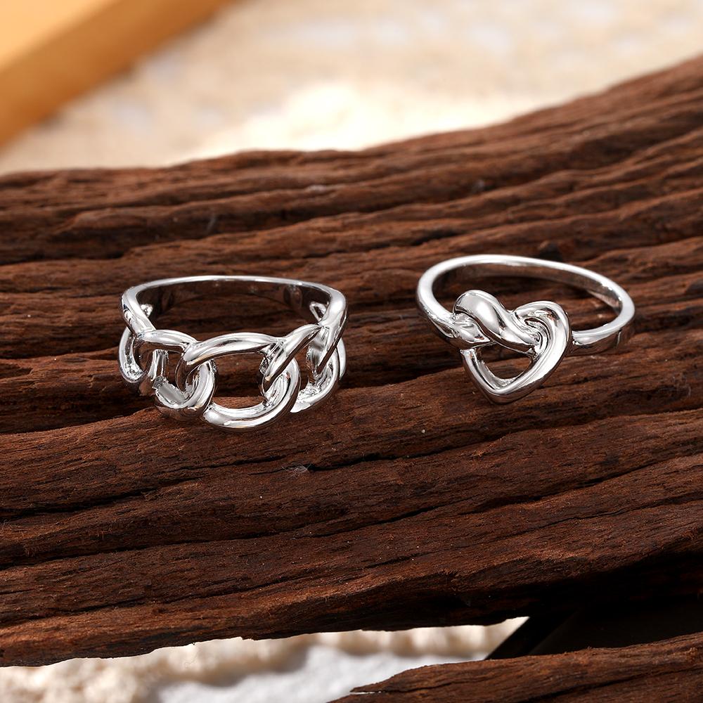 Модное полое женское кольцо, комплект из 2 предметов, комбинированное кольцо «Любовь», элегантное легкое кольцо, роскошный изысканный подарок, простой набор колец для девочек