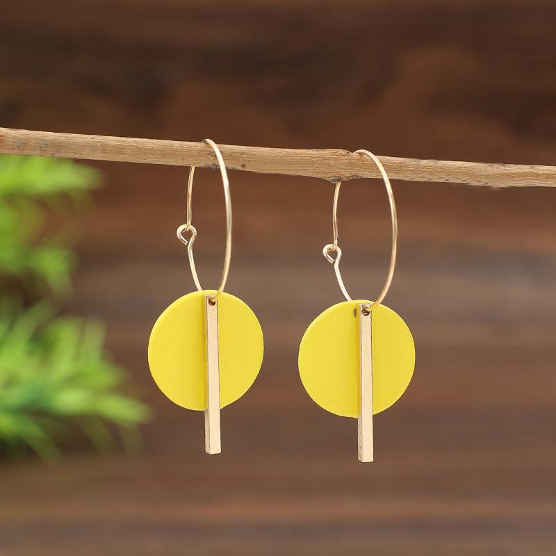 1 Pair Bohemian Minimalist Geometric Circle & Bar Shape Alloy Hoop Earrings, Fashion Multi-Color Alloy Earring Rings for Women, Gift