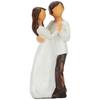 Hand-Painted Small Size Romantic Couple Statues | Beautiful Resin Home Decor (Pack of 2, White and Brown Color)