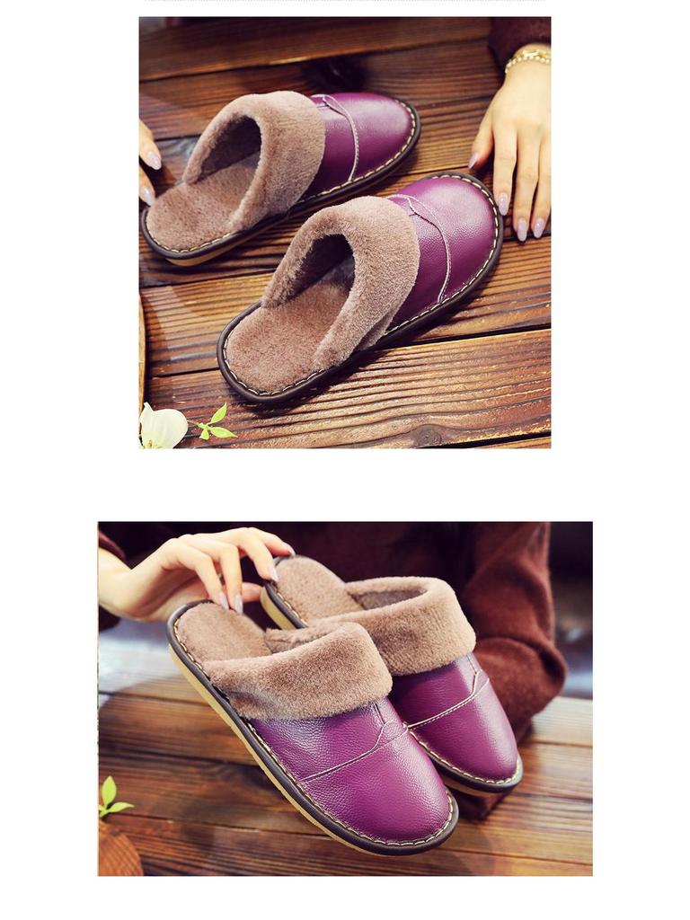 Тапочки Haining из натуральной кожи с меховой подкладкой из коровьей шкуры — уютное тепло для пар осенью и зимой