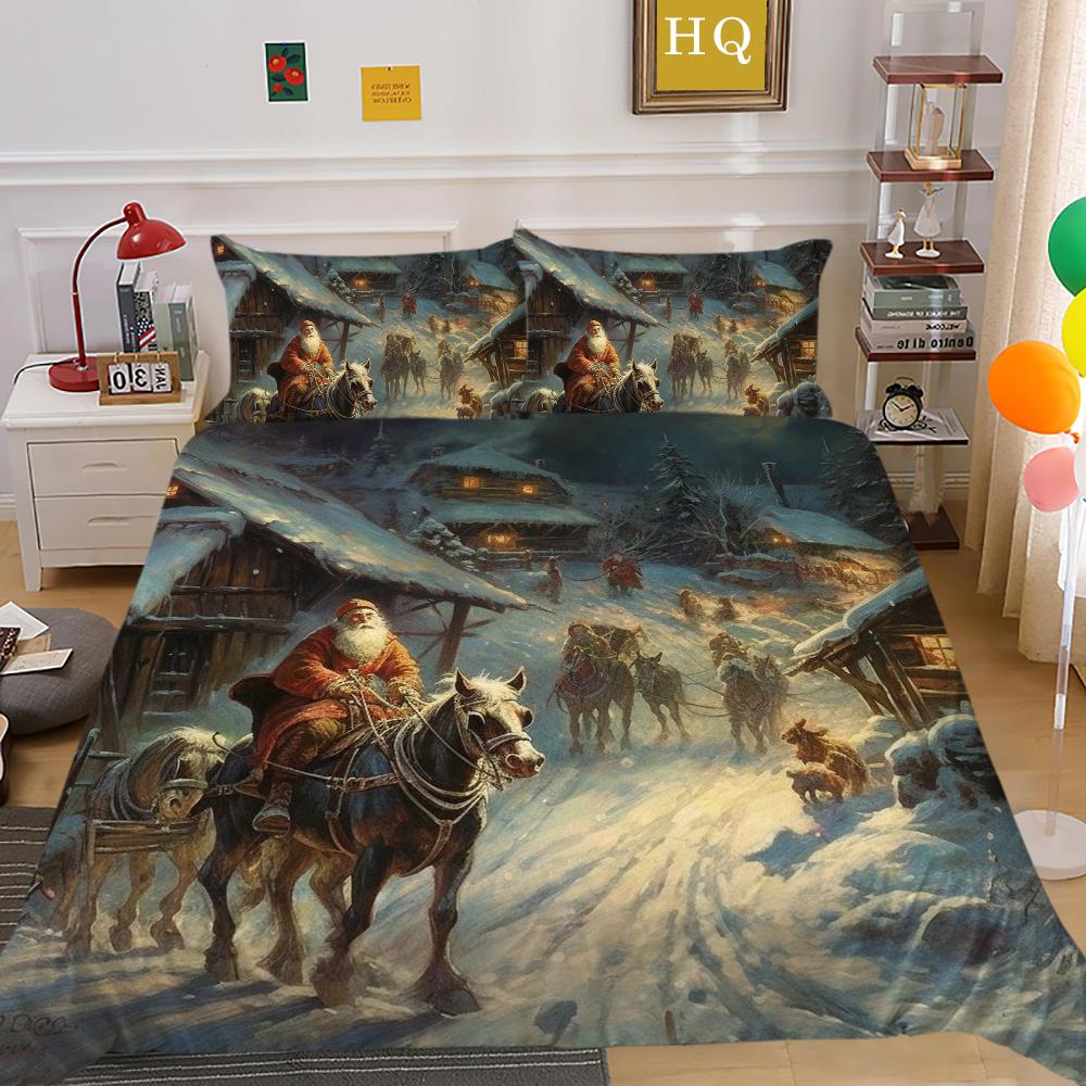 Christmas Printed Single Size Bed Set Cover Superior Highend Cartoon Design Children Teen Home Textiles