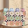 1PC Retro Daisy Flower Checker Pattern 750ml Color Plastic Sports Water Bottle Leakproof Flip Straw Lid Suitable for Sports Office Home Use