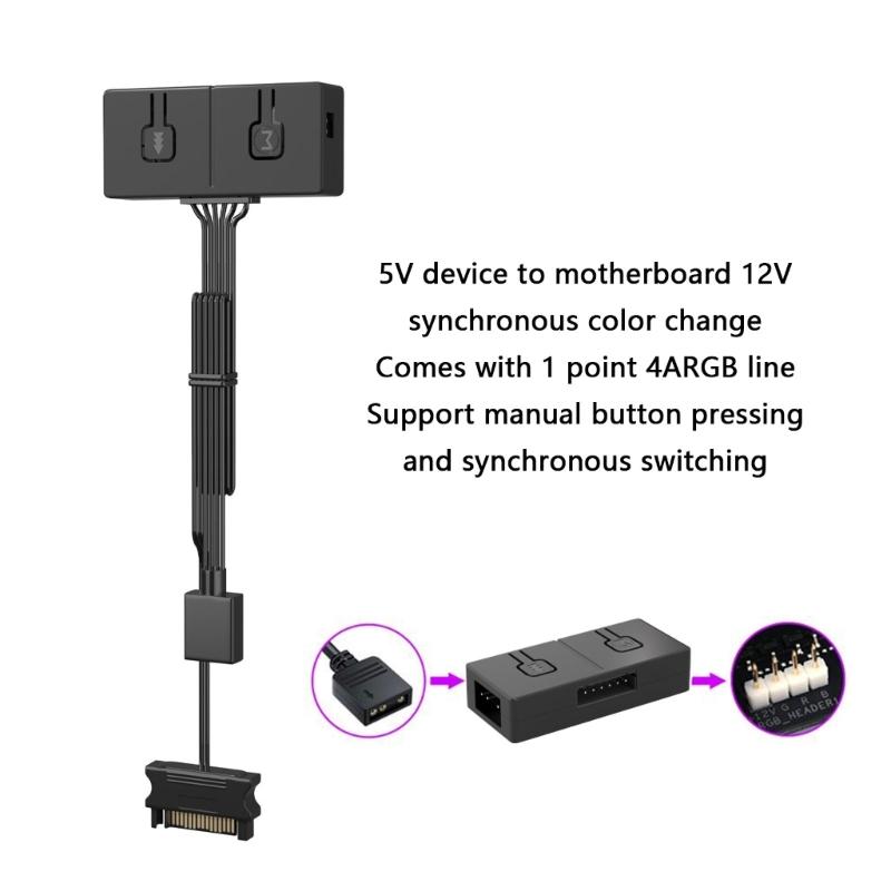 Конвертер 5V 3Pin ARGB в 12V 4Pin ARGB Конвертер 5V ARGB в 12V ARGB Ручной контроллер Передача Вентилятор корпуса