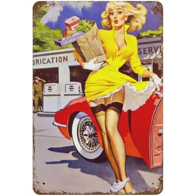 Металлическая табличка Pin-Up Girl, Винтажный декор для настенного искусства 30x20 см