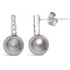 [K6646] - Silver Earrings 'Sissi' Silvery White Gray (rhodium-plated) - 18x8 Mm