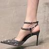 Fashion Bling Women Heeled Sandals Stilettos Slingback 2025 Fashion Summer Sexy Dress Luxury Pumps Party Sandalias